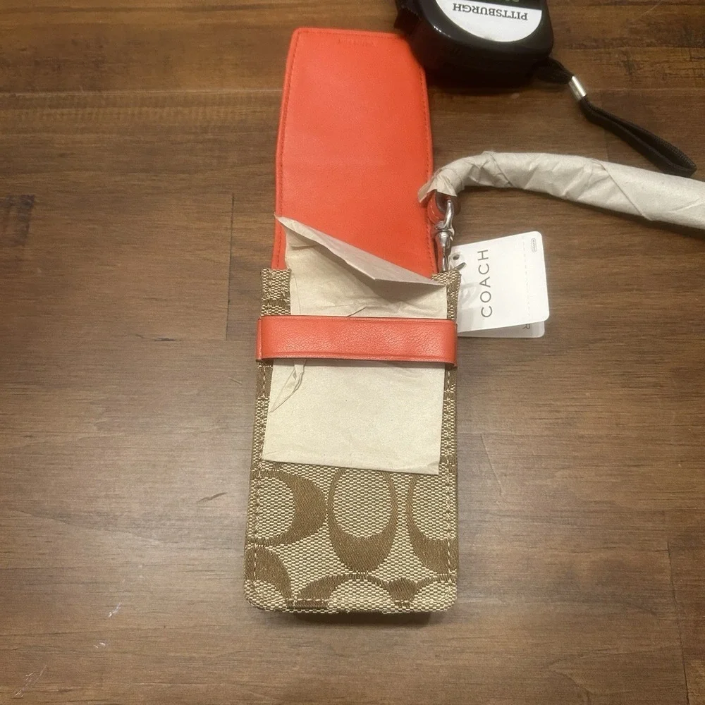 COACH Treo Case Khaki/Vermillion LOGO C Fabric Cell Phone Strap Vintage‎ Y2K NEW